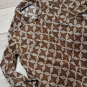 Vintage Lady Madonna Tennis All Over Pattern Button Down Long Sleeve Shirt M